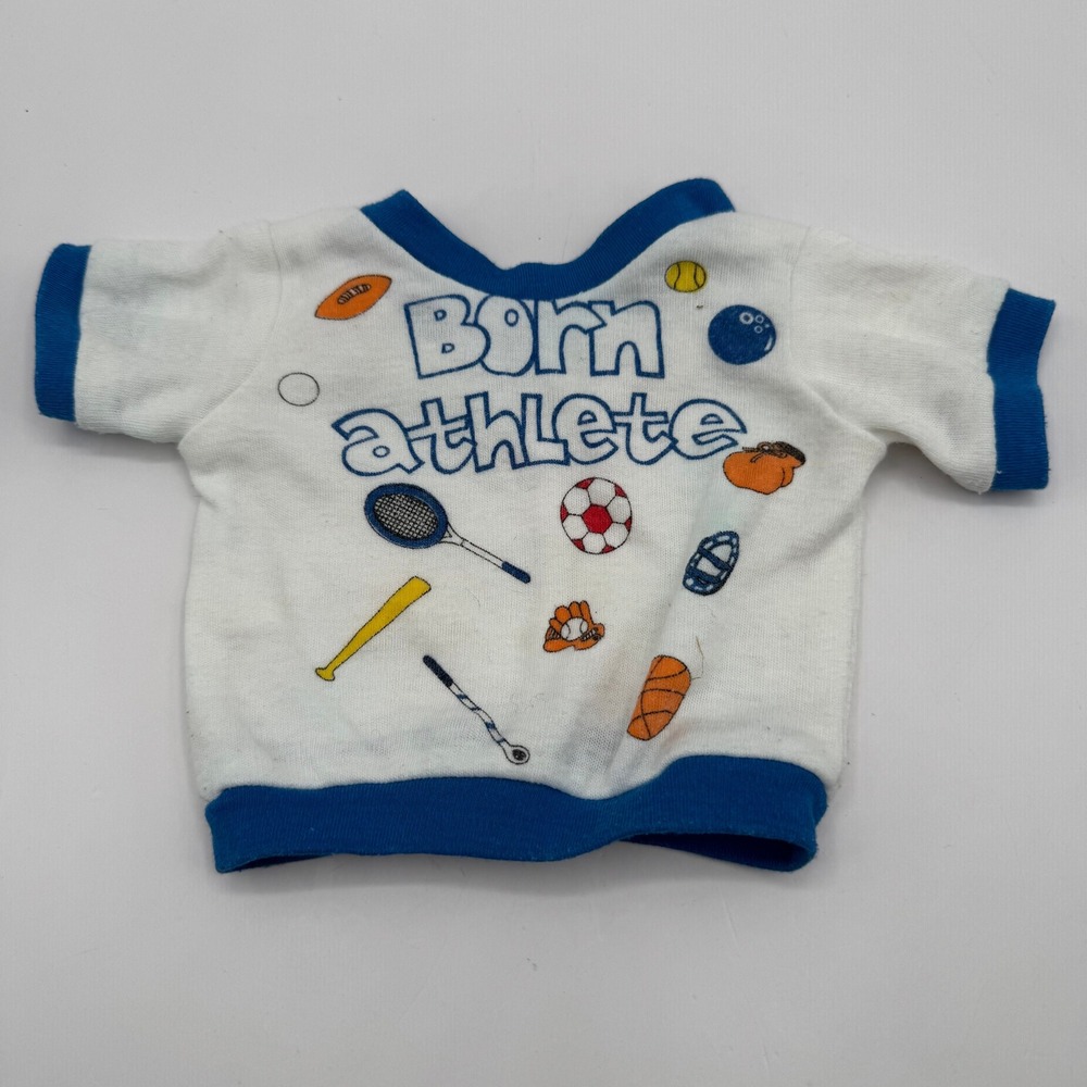 Unbranded Born Athlete Doll‎ T-Shirt Kids OS White Blue Sports Graphic Mini Top